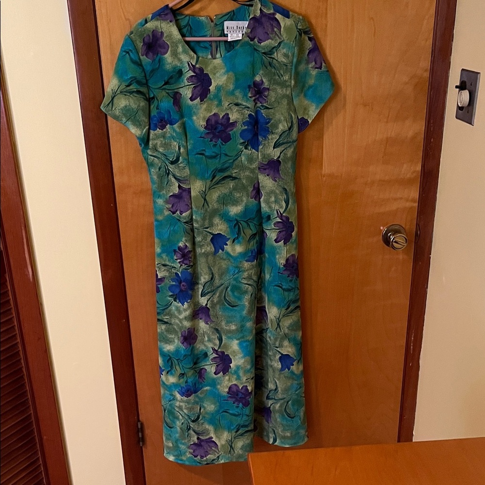 Floral Green and Purple Dress